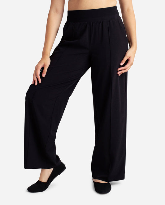 Front View Of Danskin Black Wide Legged Pant | DSK BLACK