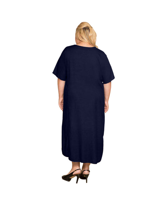 Back of Belle Rayon Plus Size Dress | 004 OTPS Blueberry