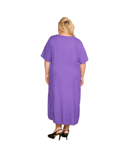 Back of Belle Rayon Plus Size Dress | 048 OTPS Eggplant
