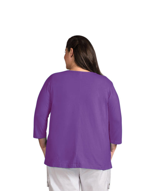 Back of 3/4 Sleeve V-Neck Plus Size Tee | ACAI OTPS Acai