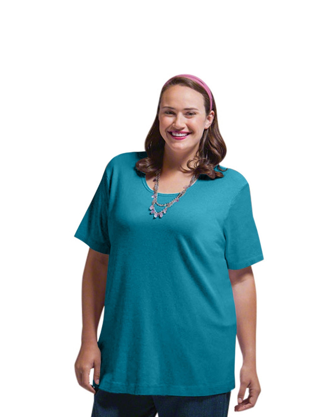 Front of Solid Short Sleeve U-Neck Plus Size Tee | DEPTH OTPS Ocean Depths