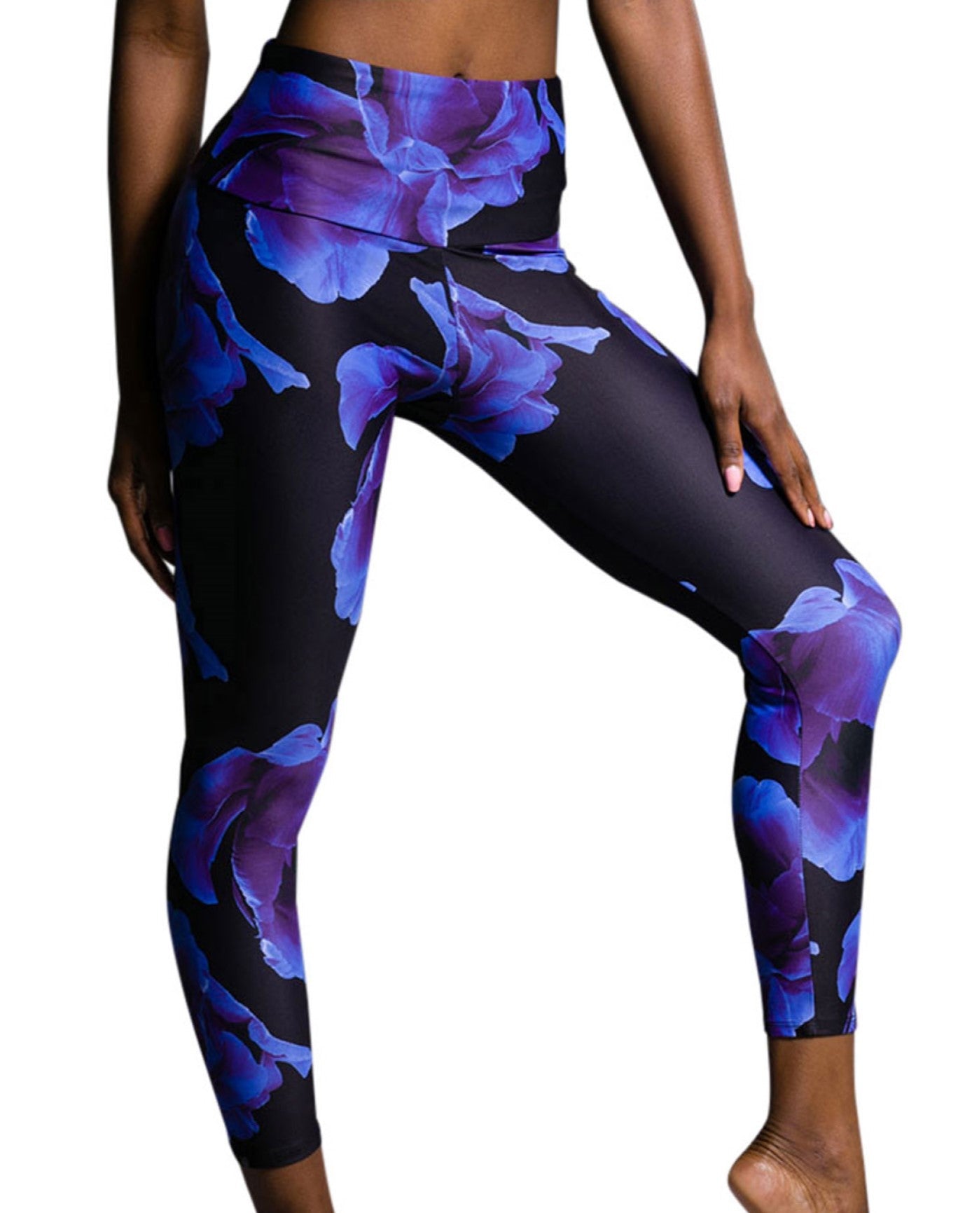 Front View of Onzie Midnight Anemone High Basic Capri | ONZ MIDNIGHT ANEMONE