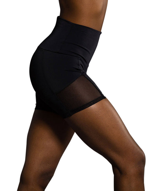 Front View of Onzie Black Stunner Short | ONZ BLACK