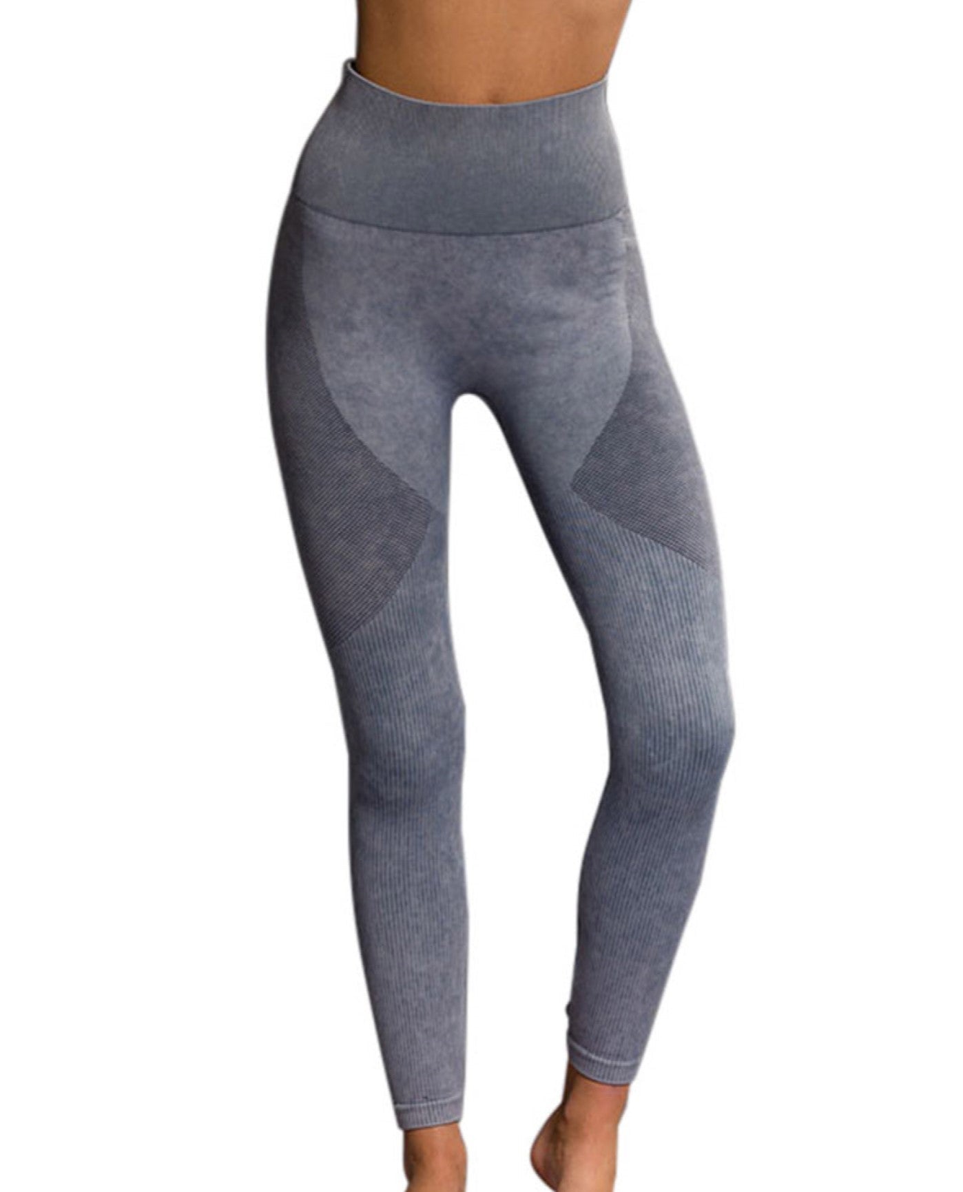 Front View of Onzie Slate Grey Seamless Stonewash Legging | ONZ GREY