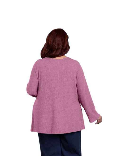 Back of Brushed Thermal Plus Size Top | MAUVE OTPS Mauve