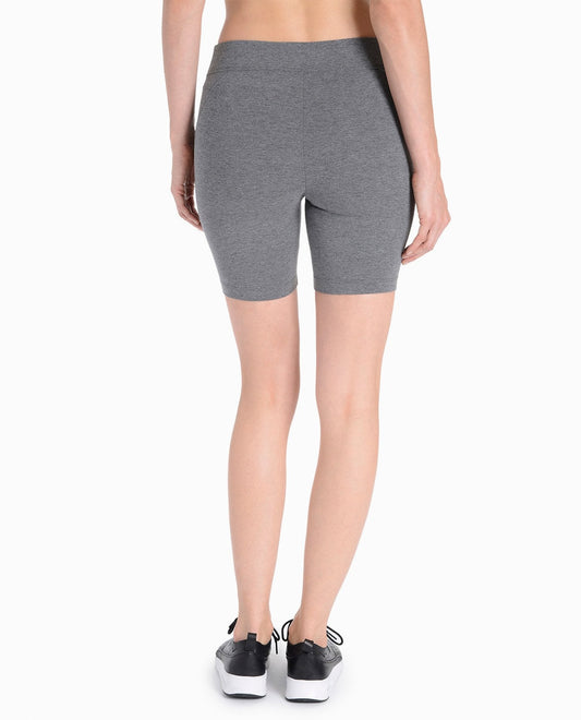 Back View Of Danskin Charcoal Grey Heather Essentials Seven Inch Bike Short | DSK CHARCOAL GREY HEATHER