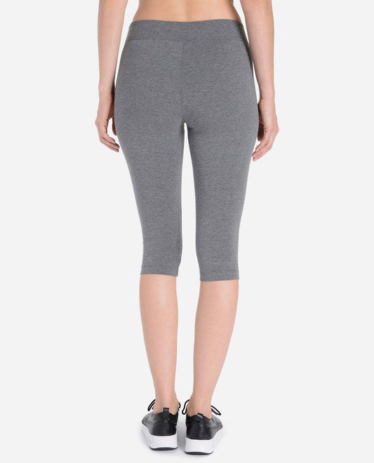 Back View of Danskin Charcoal Grey Heather Essentials Capri Legging | DSK CHARCOAL GREY HEATHER