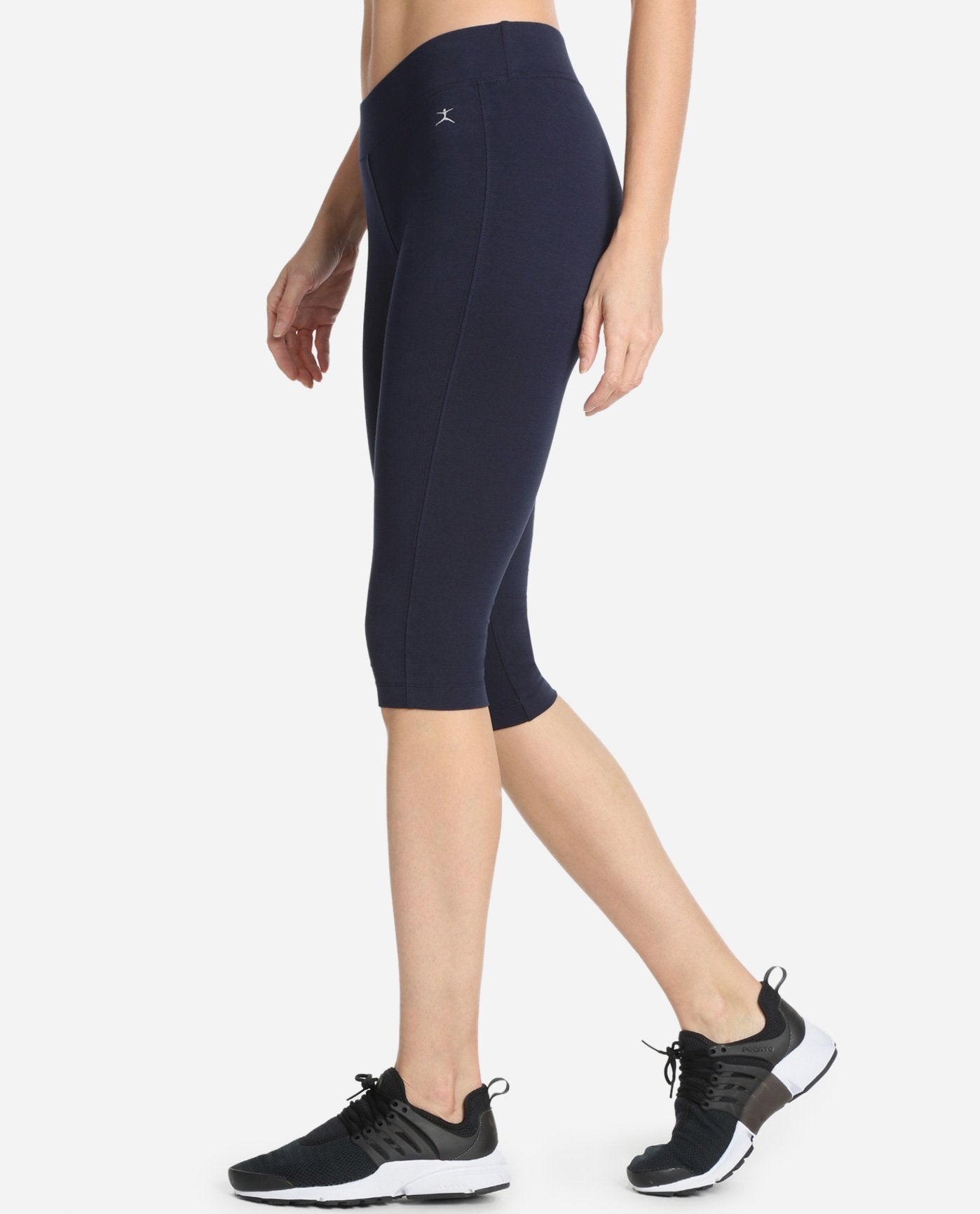 Side View Of Danskin Midnight Navy Essentials Capri Legging | DSK MIDNIGHT NAVY