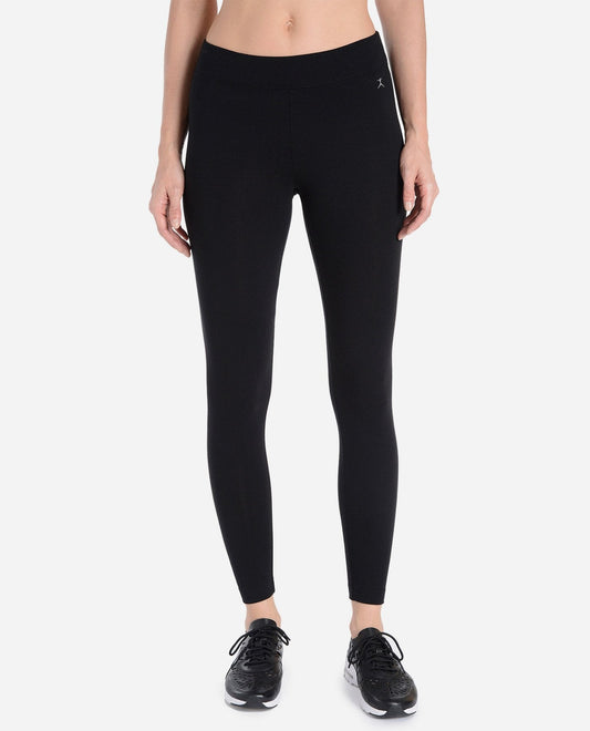 Front View of Danskin Black Essentials Plus Size Mid-Rise Ankle Legging |  DSK BLACK