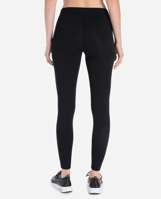 Back View of Danskin Black Essentials Plus Size Mid-Rise Ankle Legging |  DSK BLACK