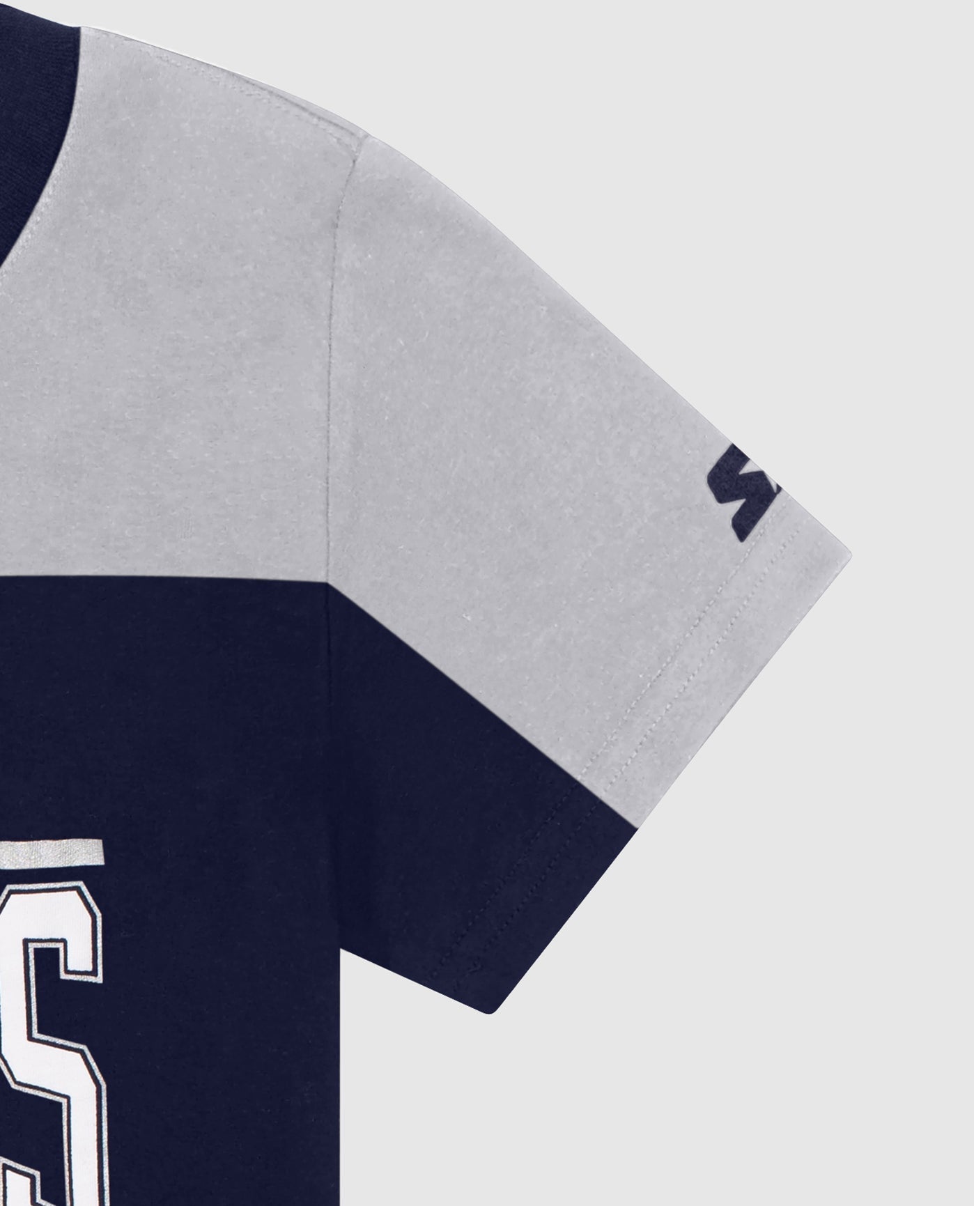 Detail View of Starter Navy Womens Dallas Cowboys Crew Neck Color Block Starter Shirt | STR DALLAS COWBOYS NAVY