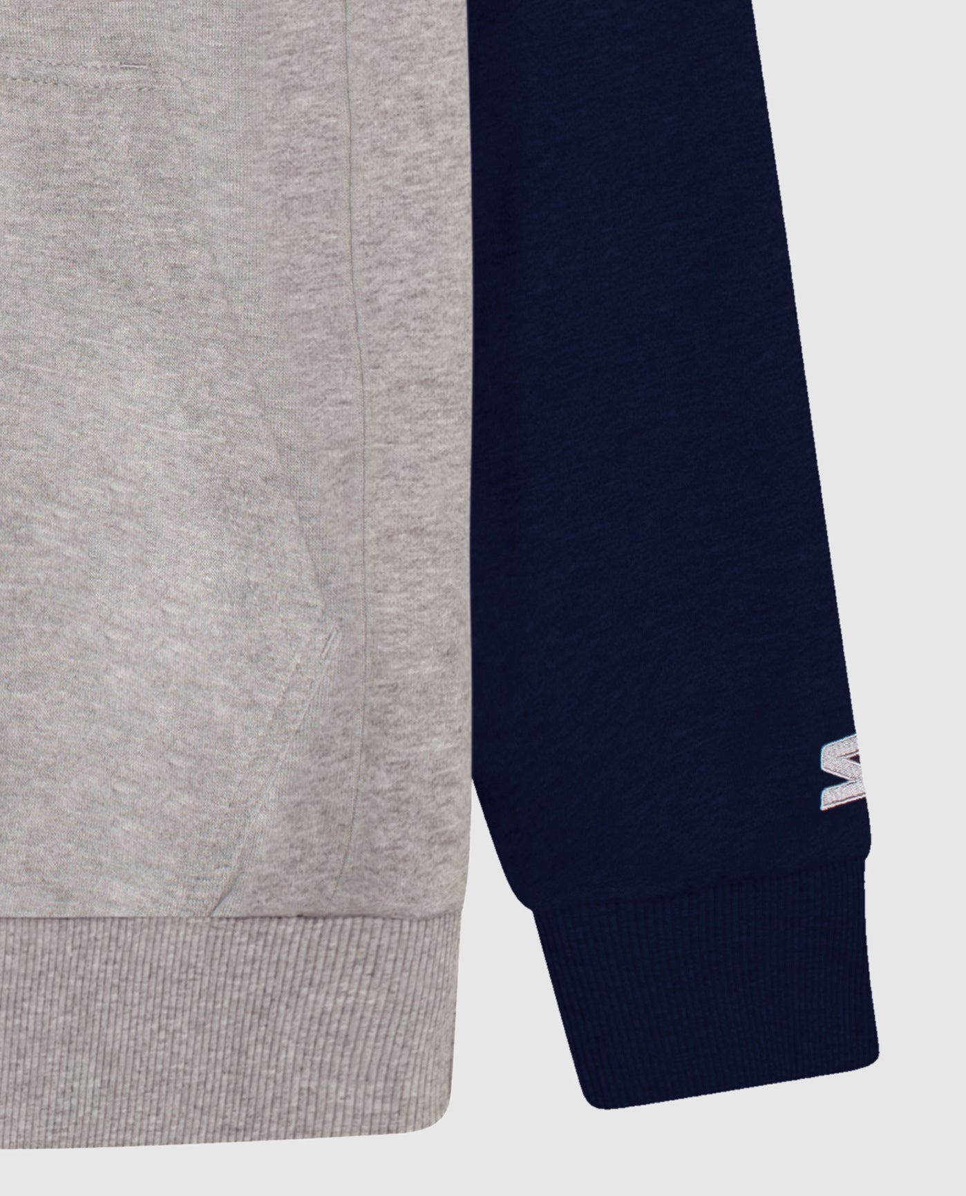 Detail View of Starter Heather Gray Dallas Cowboys Front Zip-Pocket Starter Hoodie | STR DALLAS COWBOYS HEATHER GREY