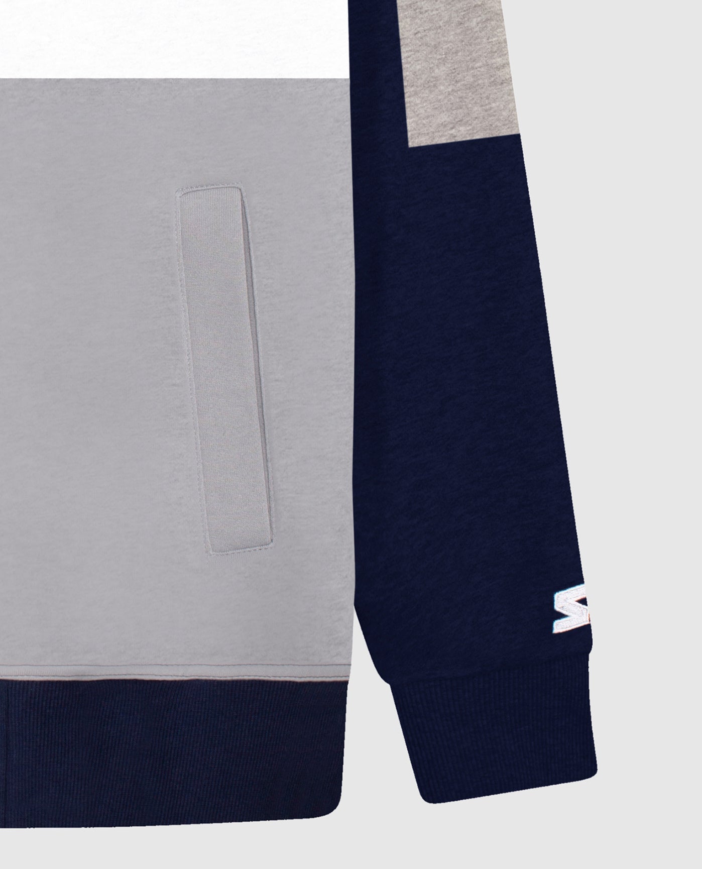 Detail View of Starter Navy Dallas Cowboys Zip-Front Colorblock Starter Hoodie | STR DALLAS COWBOYS NAVY