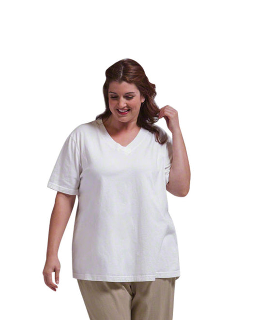 Front of V-Neck Short Sleeve Plus Size Tee | WHITE OTPS White