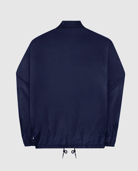 Back View of Starter Navy Dallas Cowboys Snap-Front Collared Chest Stripe Starter Jacket | STR DALLAS COWBOYS NAVY