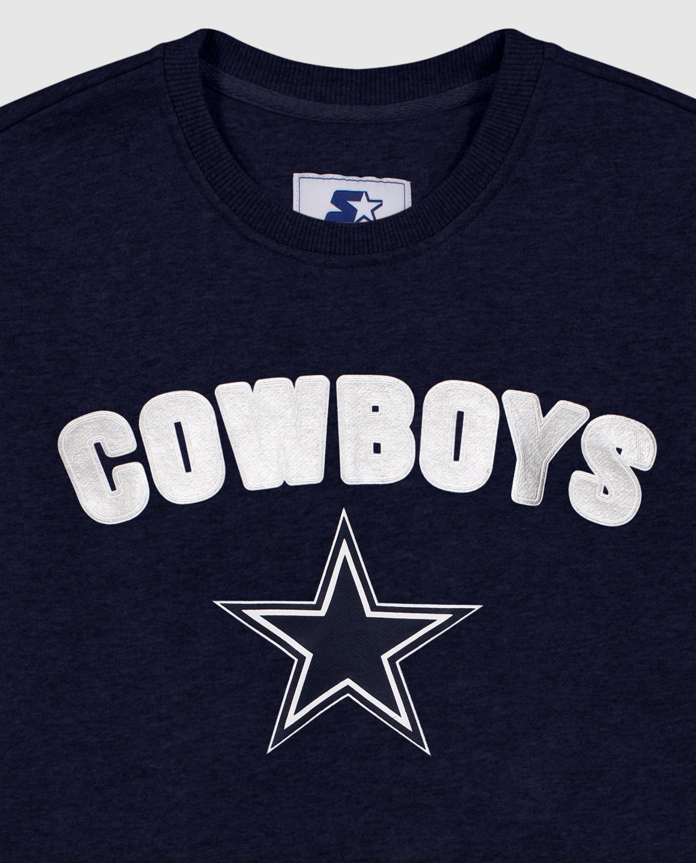 Side View of Starter Navy Dallas Cowboys Long Sleeve Crew Neck Starter Shirt | STR DALLAS COWBOYS NAVY