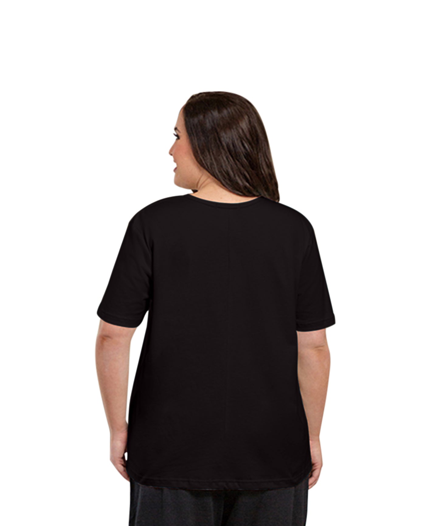 Back of 100% Cotton Short Sleeve Plus Size Tee | BLACK OTPS Black