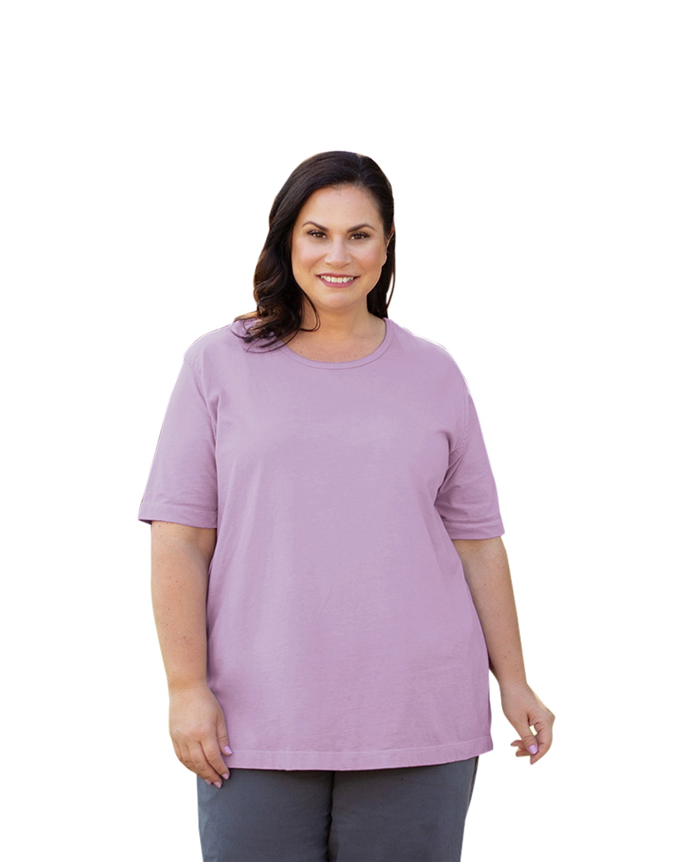 Front of 100% Cotton Short Sleeve Plus Size Tee | FLILA OTPS French Lilac