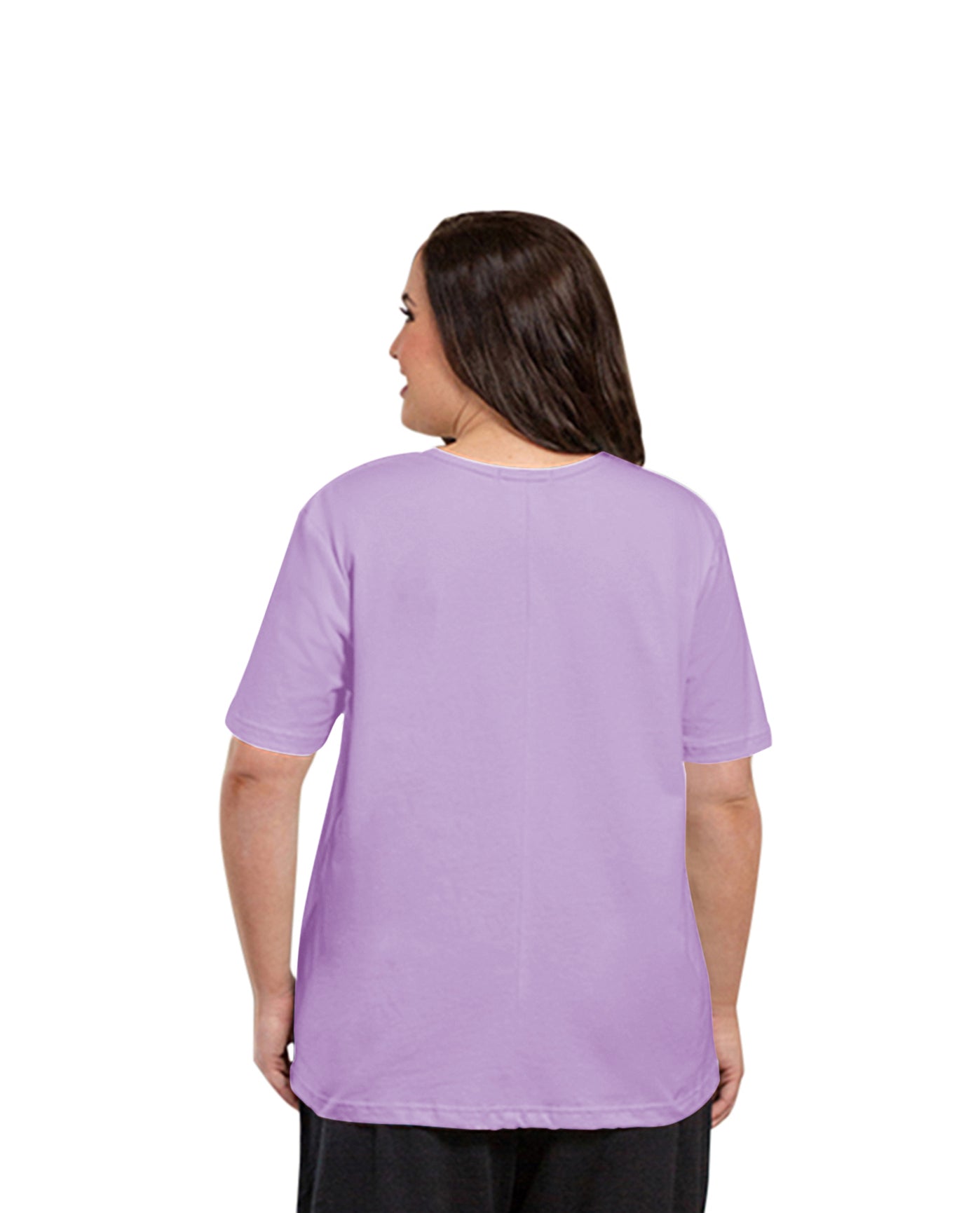 Back of 100% Cotton Short Sleeve Plus Size Tee | FLILA OTPS French Lilac