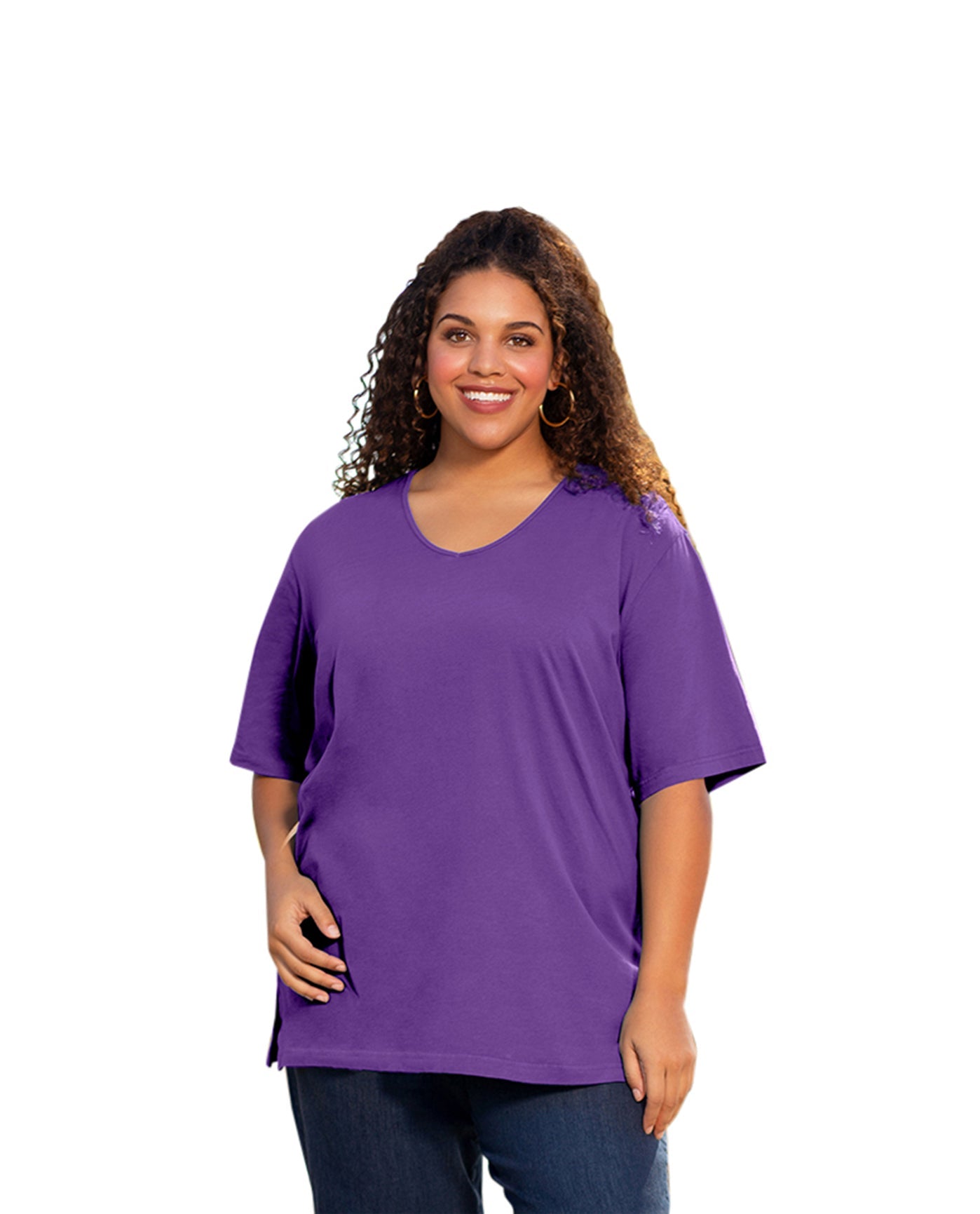 Front of Cotton Short Sleeve Plus Size Tee | ACAI OTPS Acai