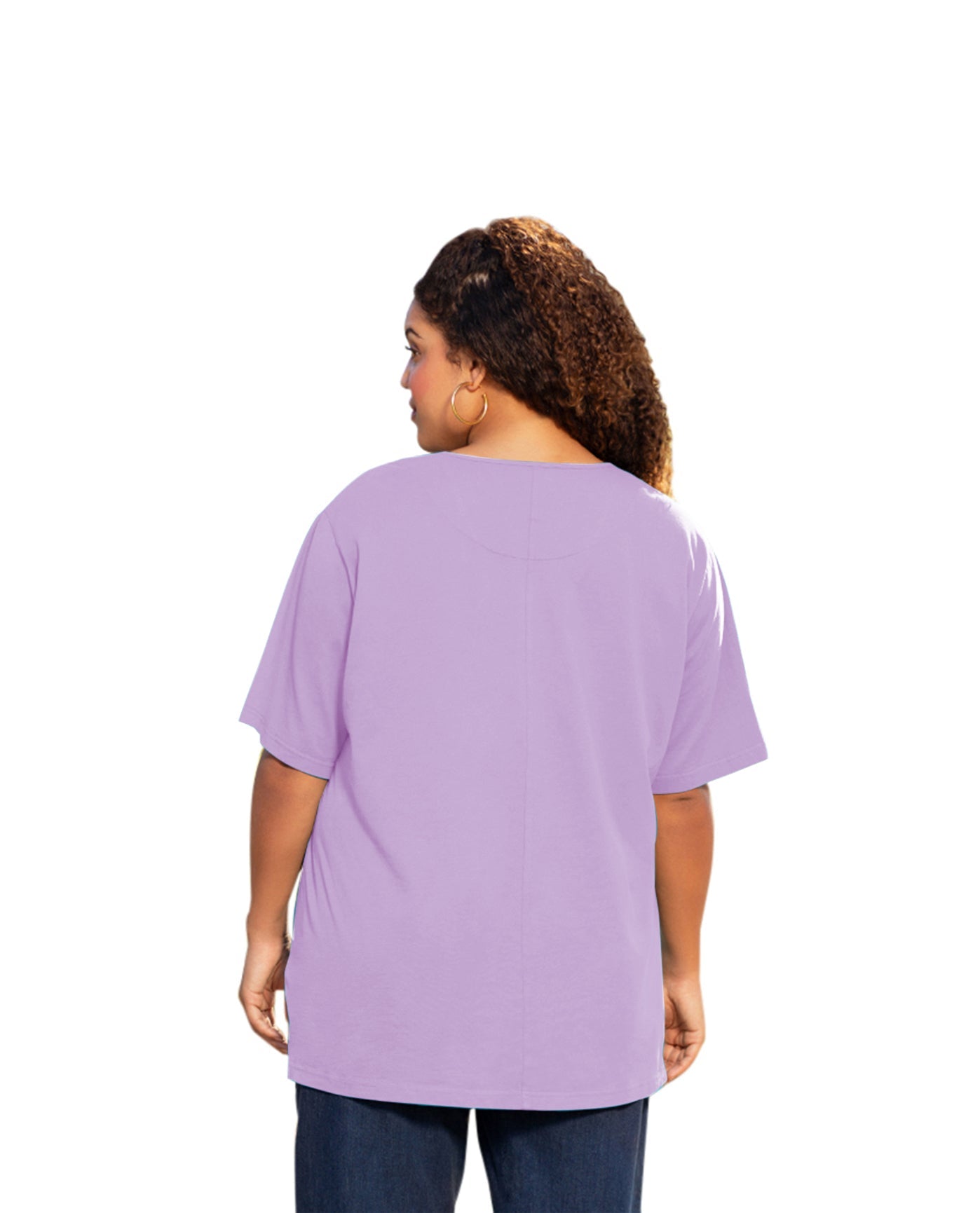 Back of Cotton Short Sleeve Plus Size Tee | FLILA OTPS French Lilac