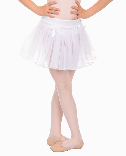 Alternate Front View of Danskin White Girl's Pull-On Double Layer Tulle Tutu | DSK White