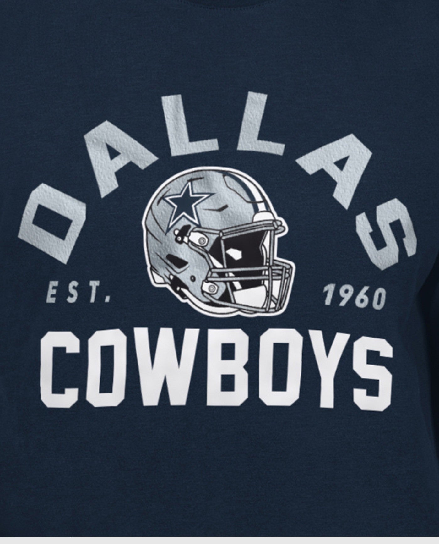 Side View of Starter Navy Dallas Cowboys Hands Off Short Sleeve Starter Tee | STR DALLAS COWBOYS NAVY