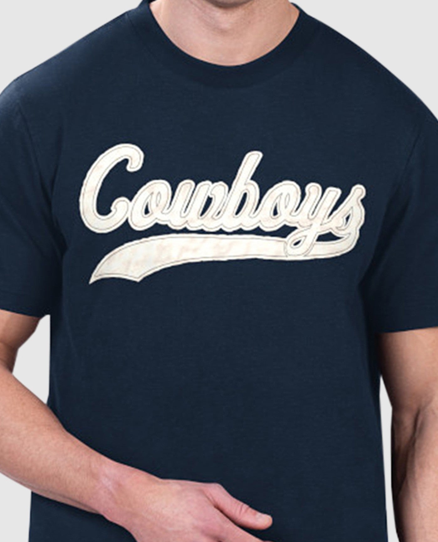 Side View of Starter Royal Blue Dallas Cowboys Catch Short Sleeve Starter Tee Shirt | STR DALLAS COWBOYS ROYAL BLUE