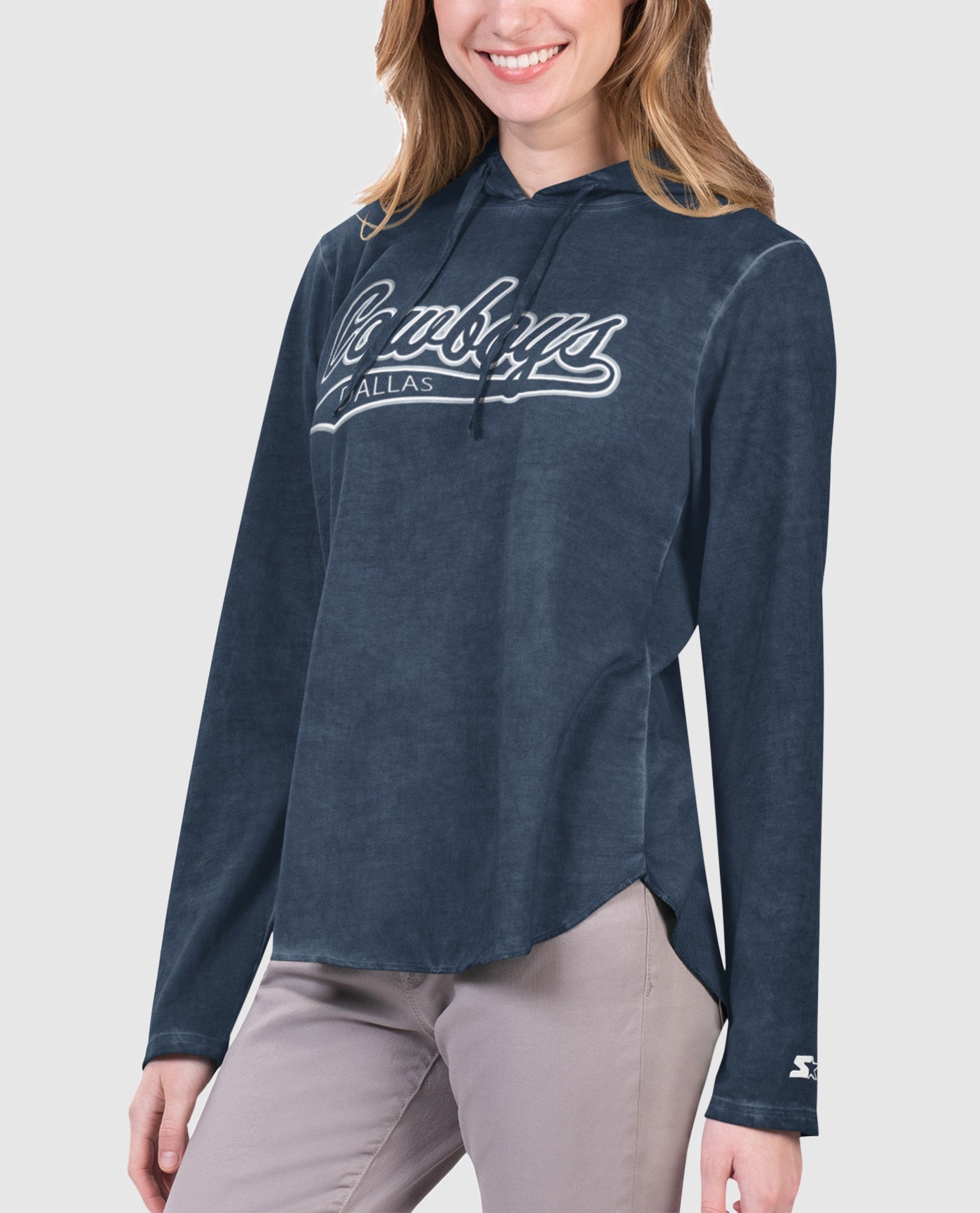 STARTER Women's Dallas Cowboys Wishbone Long Sleeve Hooded Shirt Shirt