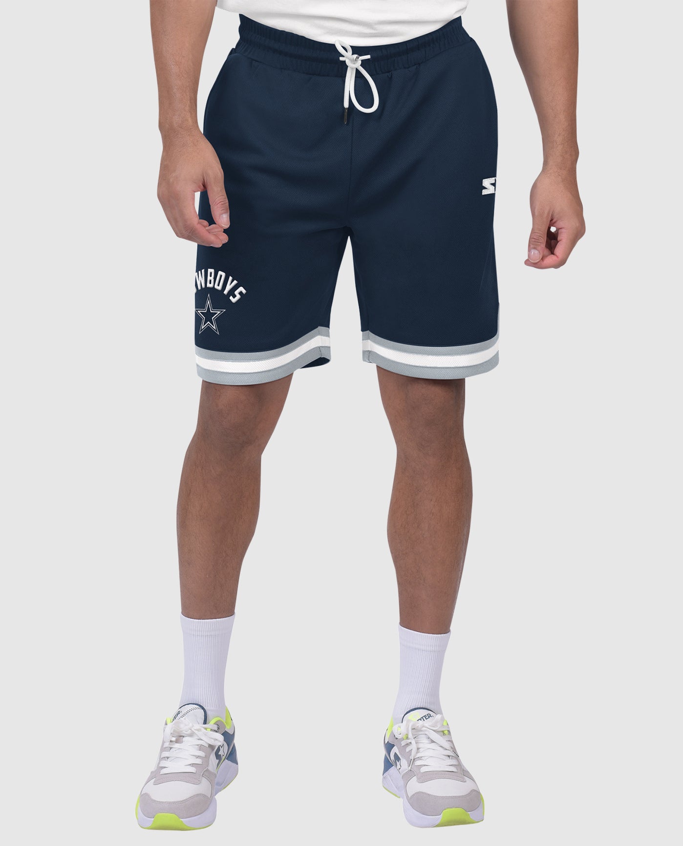 Front View of Starter Navy Dallas Cowboys Pro Player 9-inch Starter Basketball Shorts | STR DALLAS COWBOYS NAVY