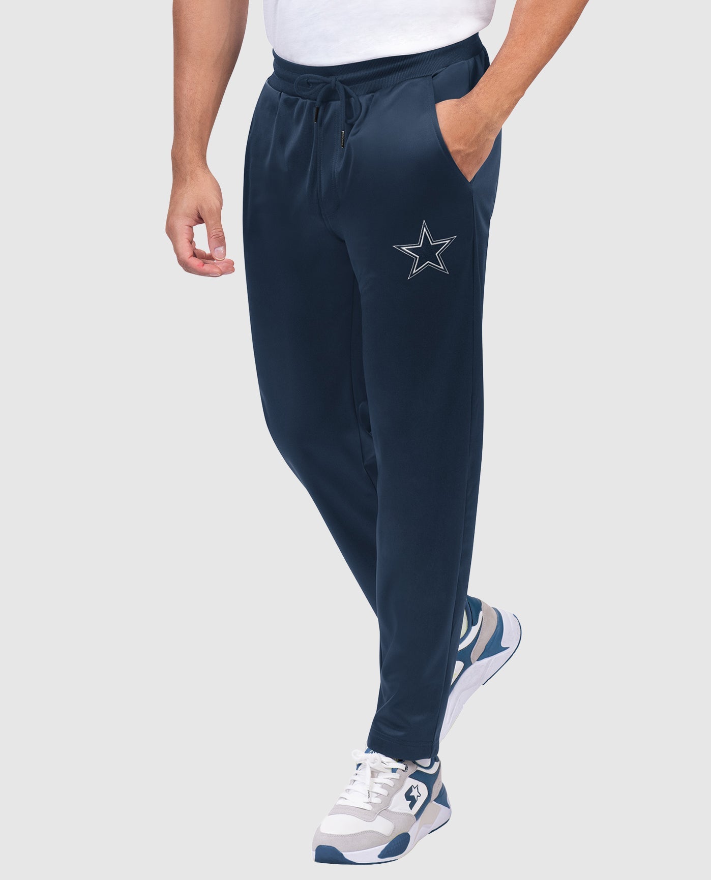 Front View of Starter Navy Dallas Cowboys Backfield Tricot Starter Jogger | STR DALLAS COWBOYS NAVY