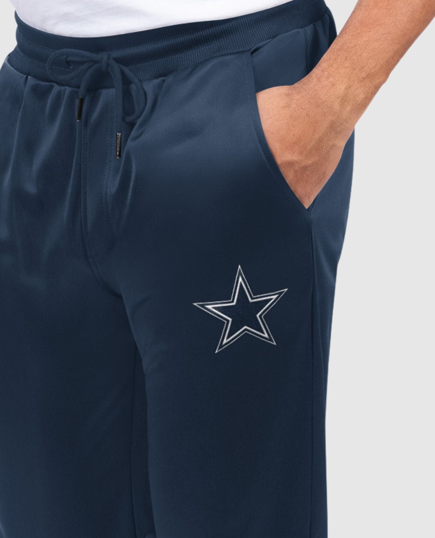 Side View of Starter Navy Dallas Cowboys Backfield Tricot Starter Jogger | STR DALLAS COWBOYS NAVY