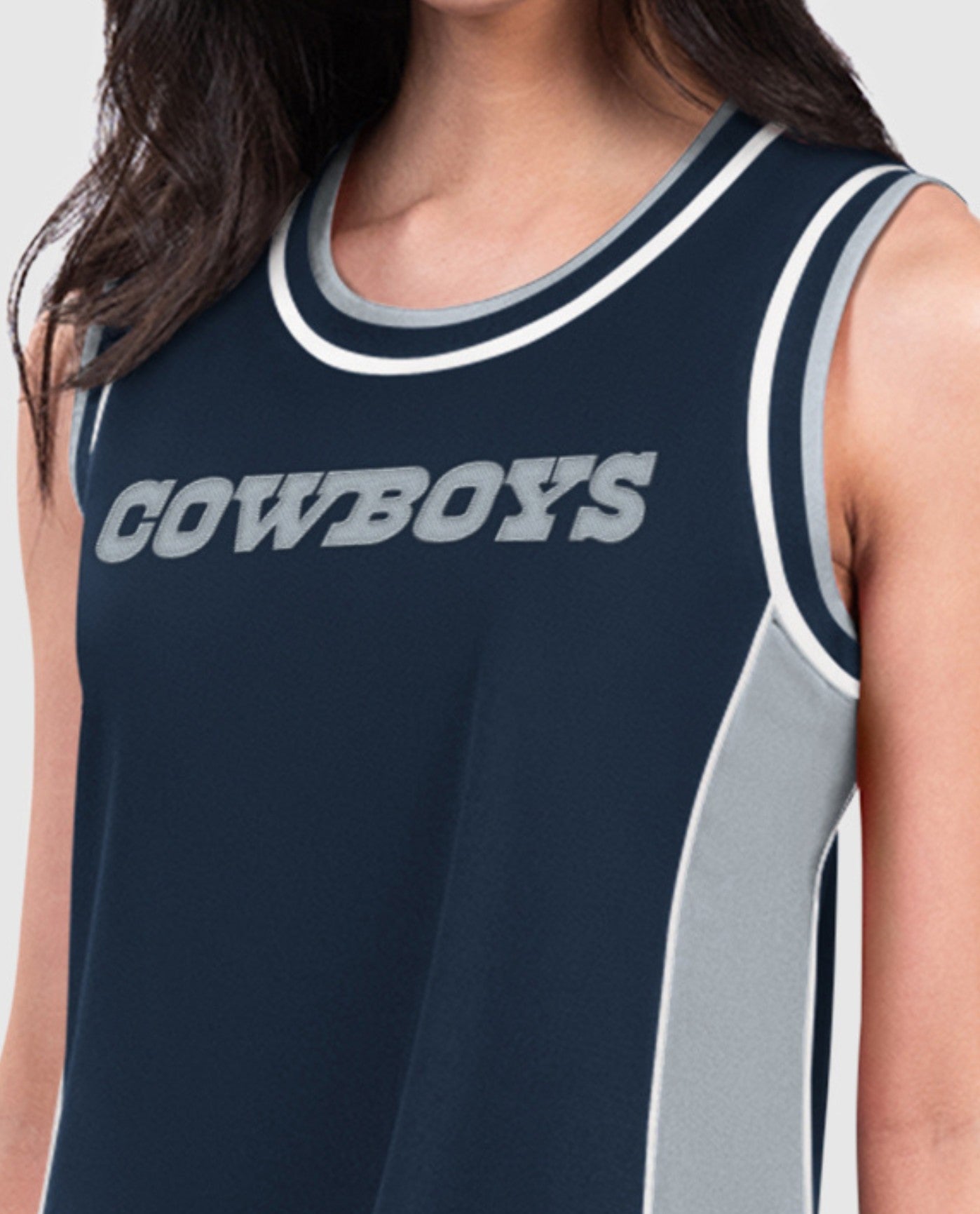 Side View of Starter Navy Dallas Cowboys Womens Slam Dunk Starter Tank Dress | STR DALLAS COWBOYS NAVY