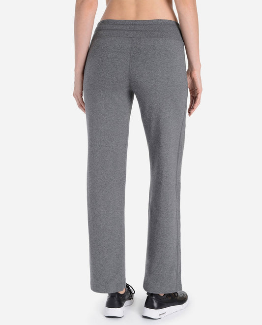 Back View Of Danskin Plus Size Charcoal Grey Heather Essentials Drawcord Pant | DSK CHARCOAL GREY HEATHER