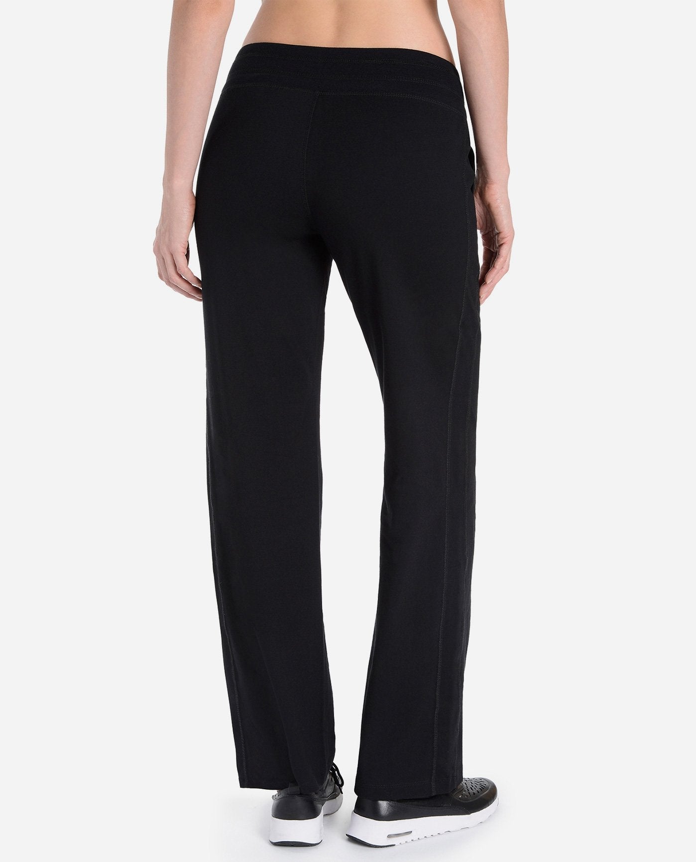 Back View of Danskin Plus Size Rich Black Essentials Drawcord Pant | DSK Rich Black