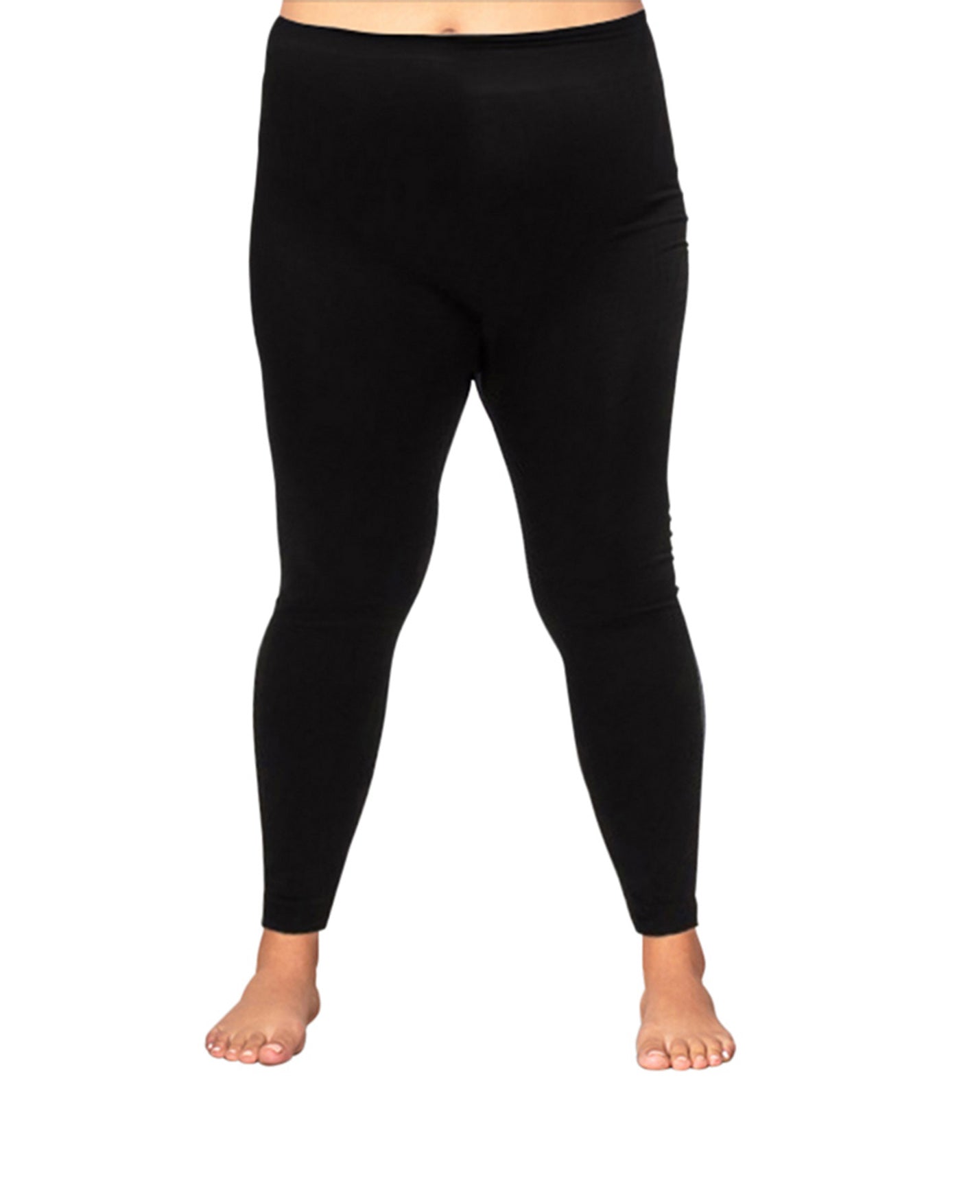 Front of Plus Size Seamless Leggings | 001 OTPS Black