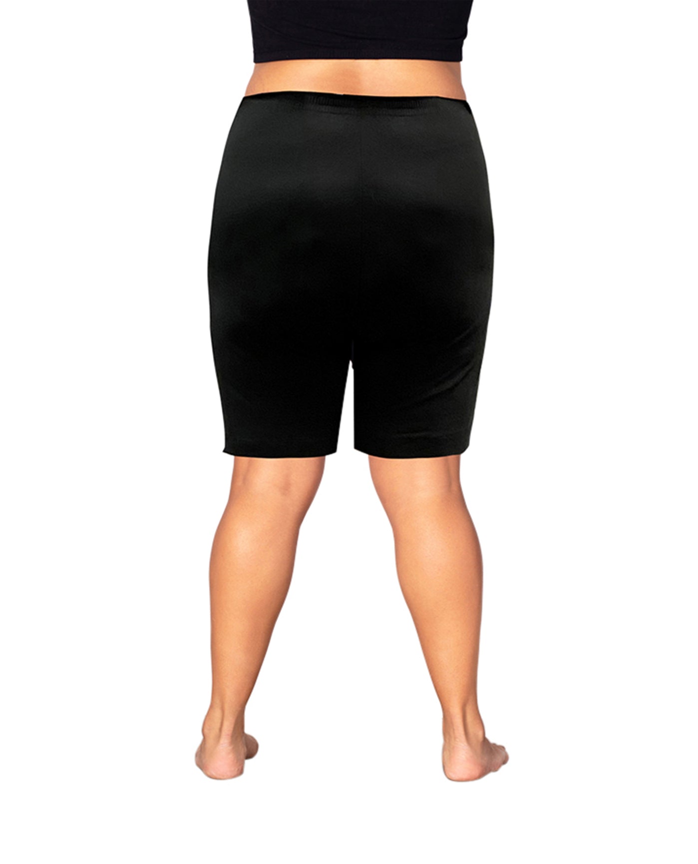 Back of Cotton Jersey Plus Size Shorts | 001 OTPS Black