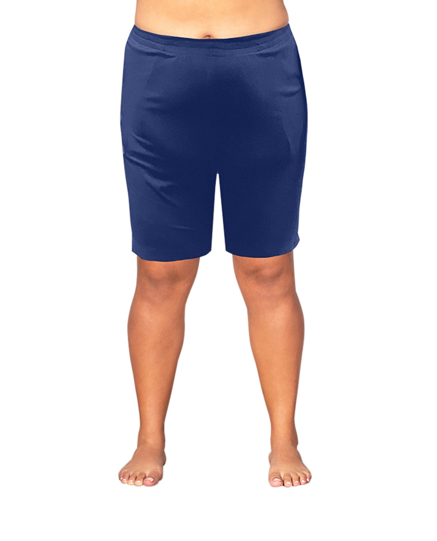 Front of Cotton Jersey Plus Size Shorts | 019 OTPS Navy