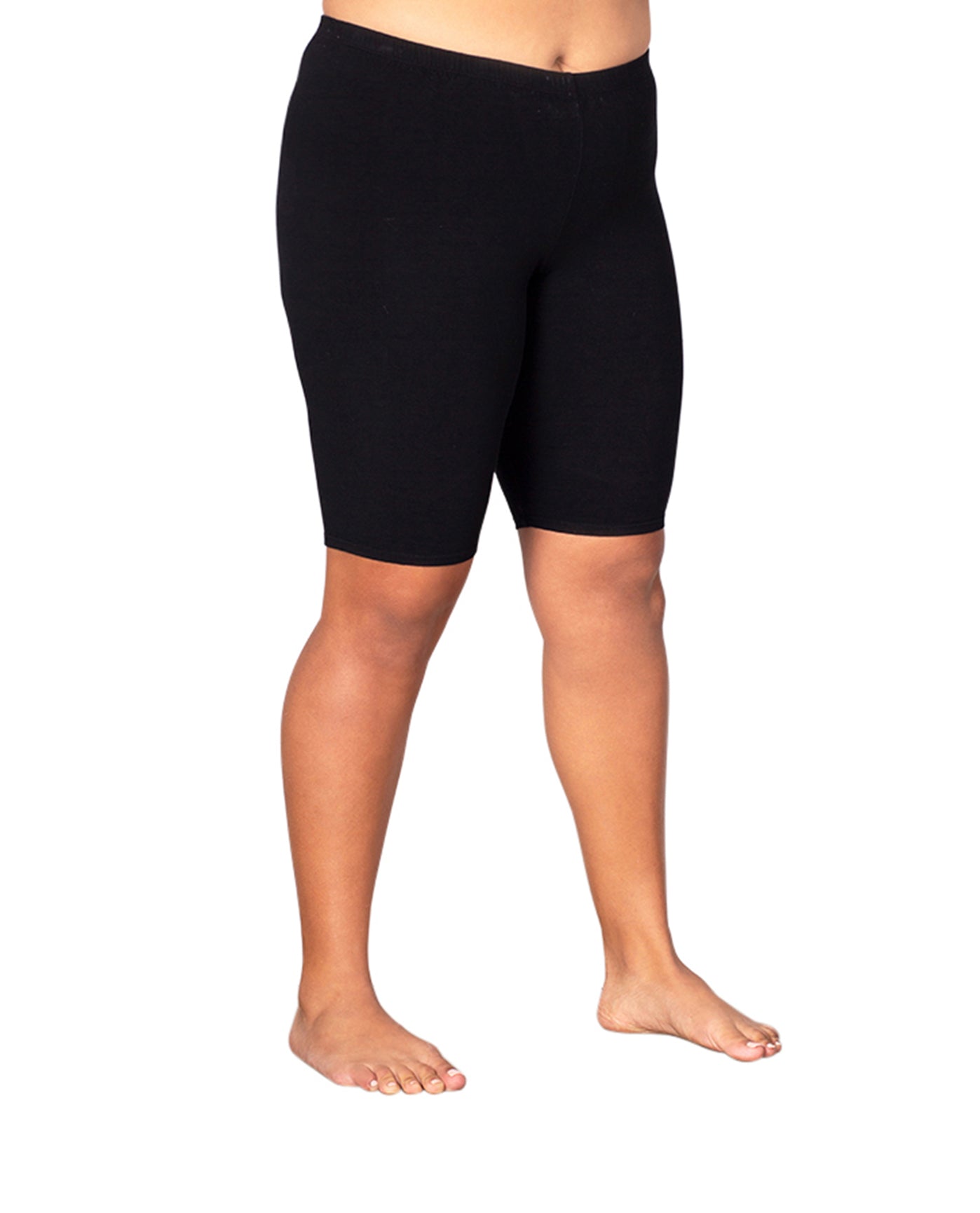 Front of Plus Size Bike Shorts | 001 OTPS Black