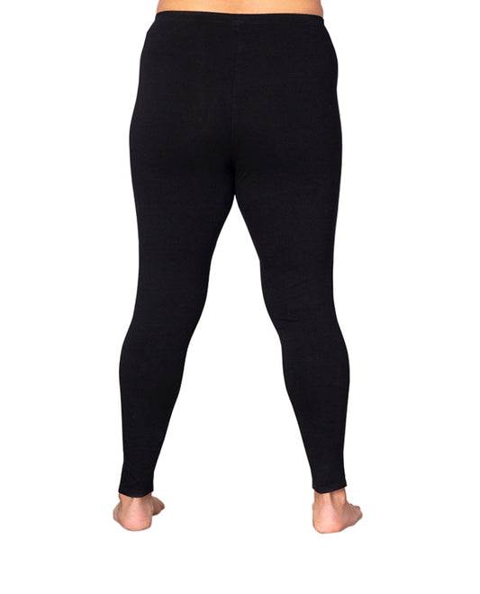 Back of Cotton Jersey Plus Size Full Length Leggings | 001 OTPS Black