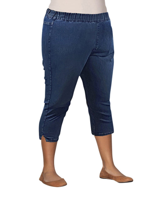 Front of Premium Denim High Rise Crop Cotton-Blend Plus Size Jegging | 021 OTPS Medium Wash Denim