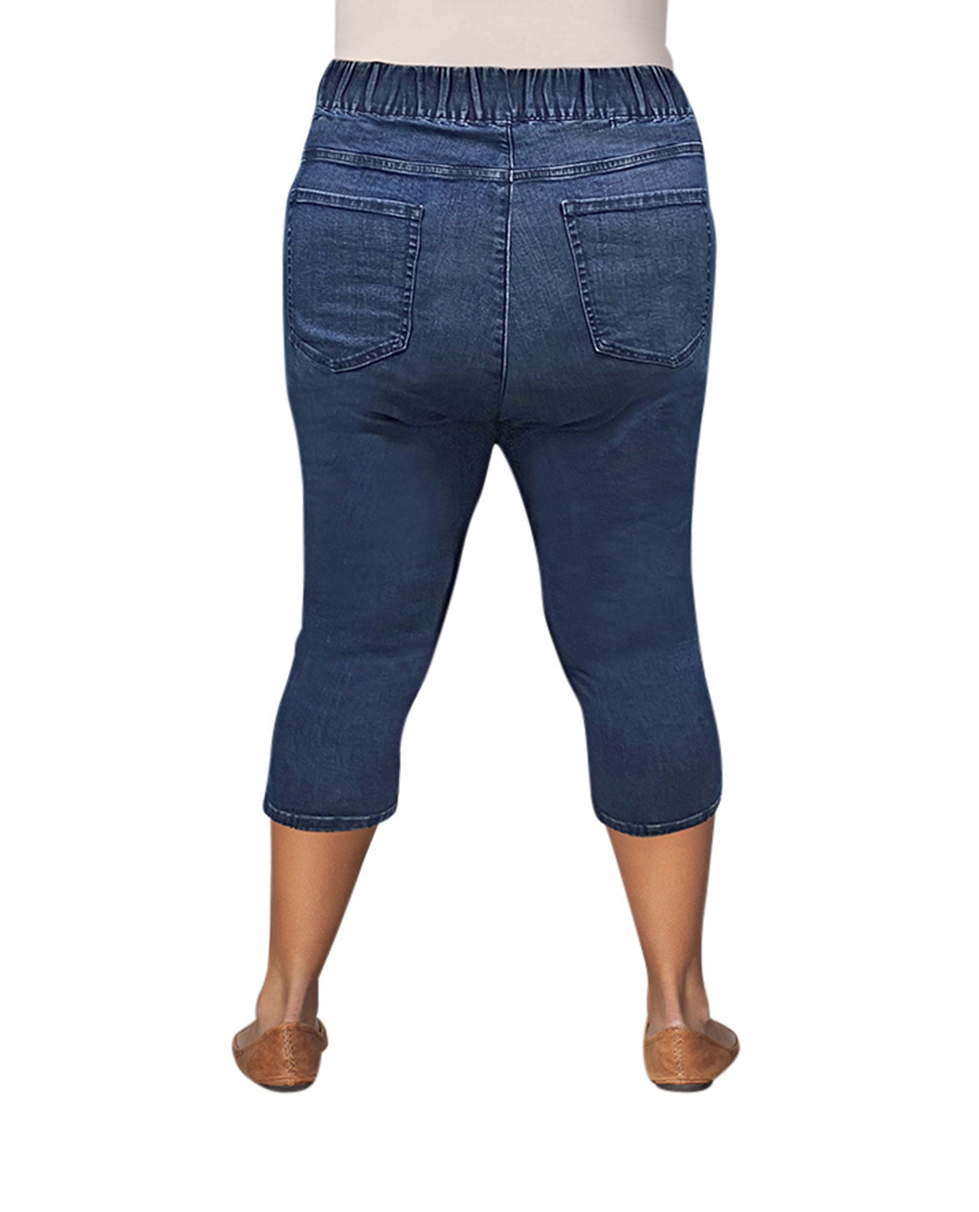 Back of Premium Denim High Rise Crop Cotton-Blend Plus Size Jegging | 021 OTPS Medium Wash Denim