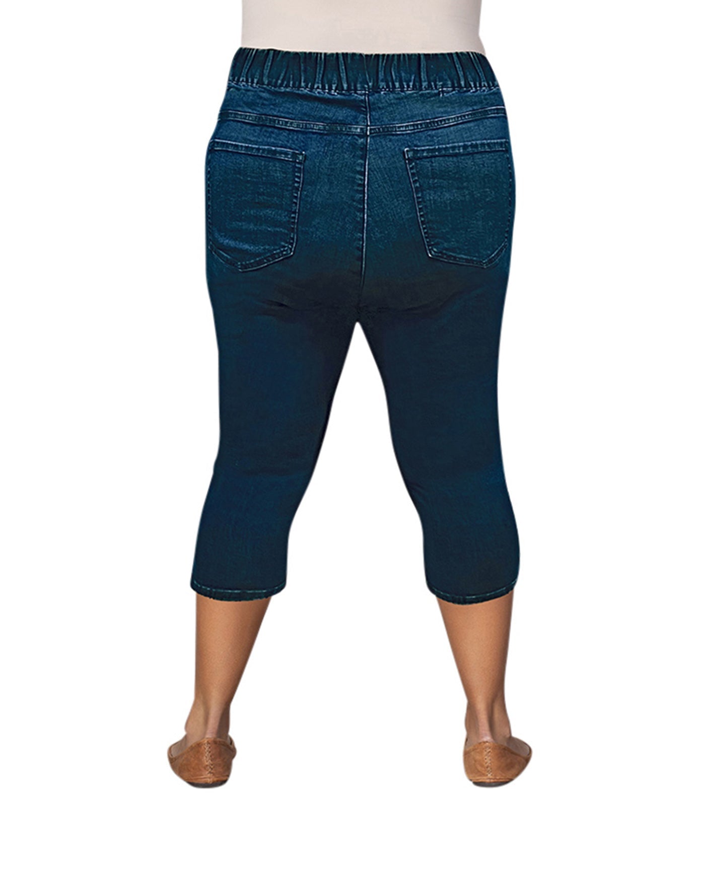 Back of Premium Denim High Rise Crop Cotton-Blend Plus Size Jegging | 022 OTPS Dark Wash Denim