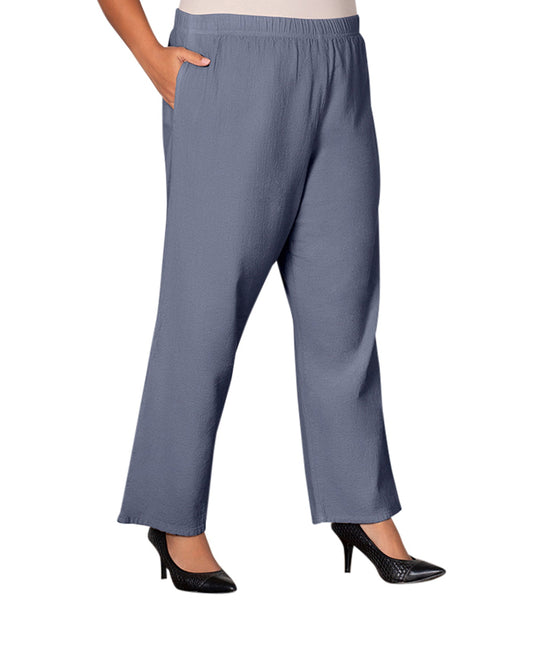 Front of Plus Size Wide Leg Crinkle Cotton Pants | 015 OTPS Gray