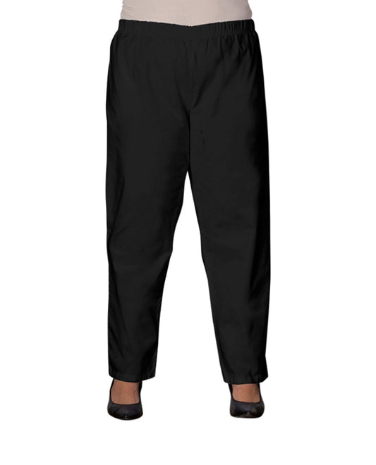 Back of Relaxed Leg Stretch Cotton Twill Plus Size Pants | 001 OTPS Black