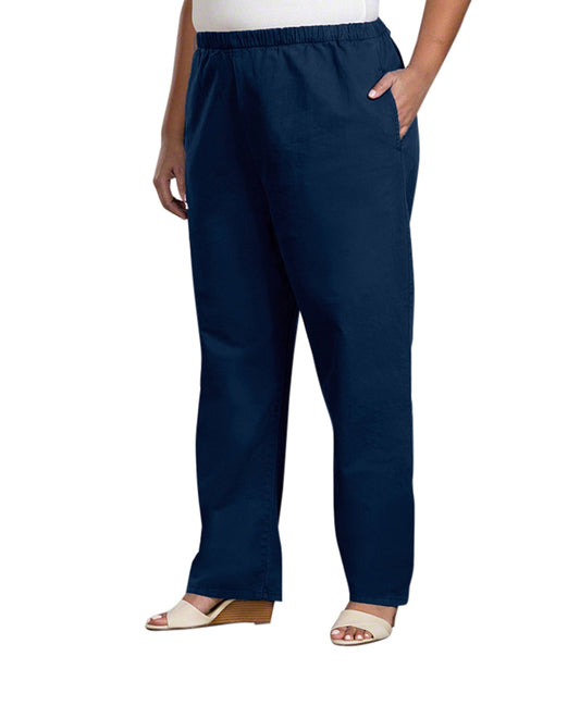 Front of Relaxed Leg Stretch Cotton Twill Plus Size Pants | 019 OTPS Navy