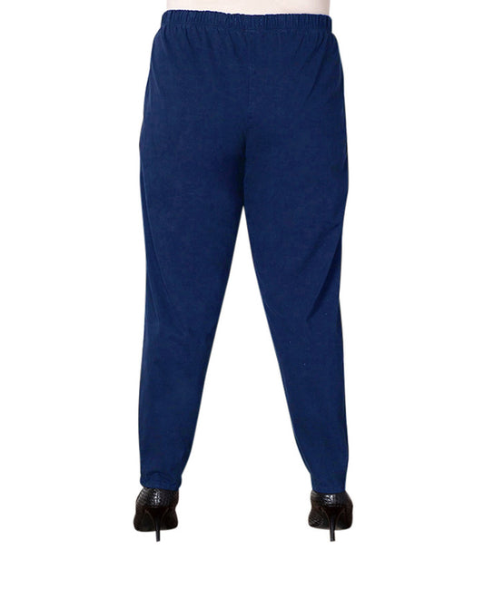 Back of Tailored Leg Stretch Cotton Twill Plus Size Pants | 019 OTPS Navy