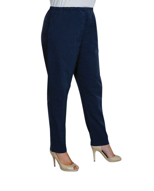 Front of Tailored Leg Stretch Cotton Twill Plus Size Pants | 019 OTPS Navy