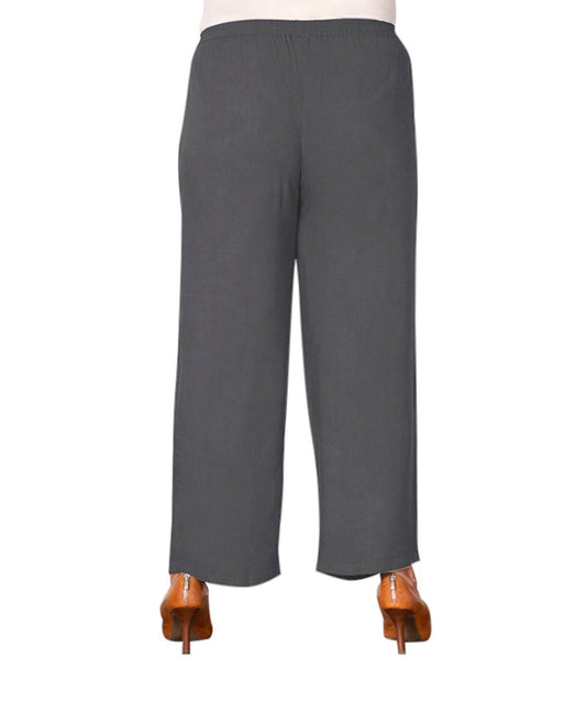 Back of Wide Leg Rayon Plus Size Pants | 015 OTPS Gray