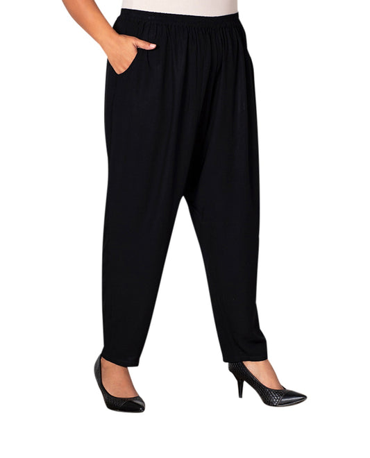 Front of Tailored Leg Rayon Plus Size Pants | 001 OTPS Black